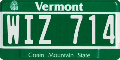 VT license plate WIZ714