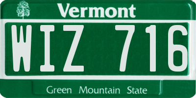 VT license plate WIZ716