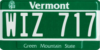 VT license plate WIZ717