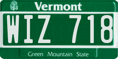 VT license plate WIZ718