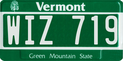 VT license plate WIZ719