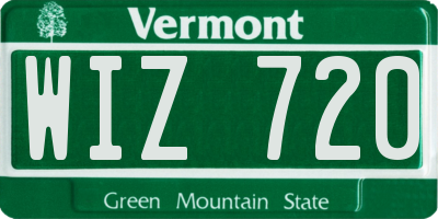 VT license plate WIZ720