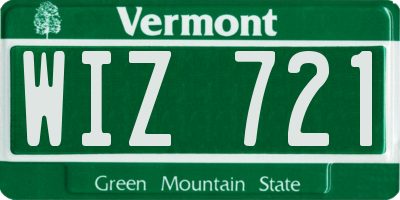 VT license plate WIZ721