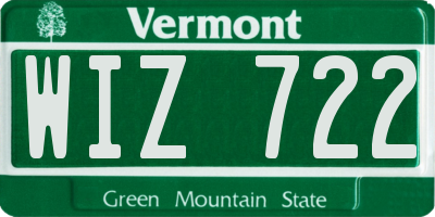 VT license plate WIZ722