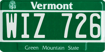 VT license plate WIZ726