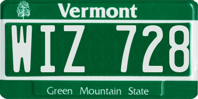 VT license plate WIZ728