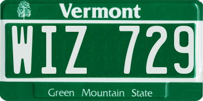 VT license plate WIZ729