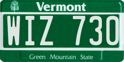 VT license plate WIZ730