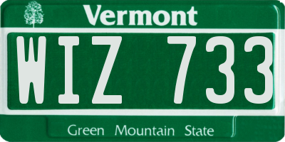 VT license plate WIZ733