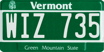 VT license plate WIZ735
