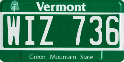 VT license plate WIZ736