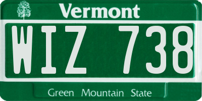 VT license plate WIZ738