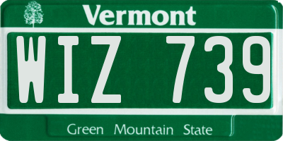 VT license plate WIZ739