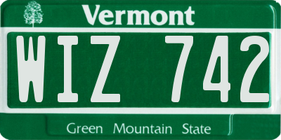 VT license plate WIZ742