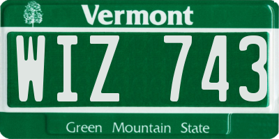VT license plate WIZ743