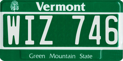 VT license plate WIZ746
