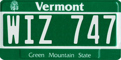 VT license plate WIZ747