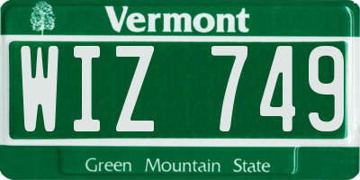 VT license plate WIZ749