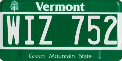 VT license plate WIZ752