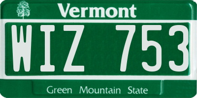 VT license plate WIZ753