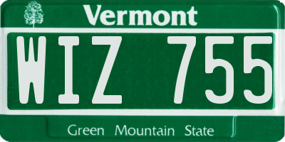 VT license plate WIZ755