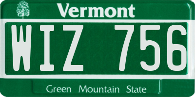 VT license plate WIZ756