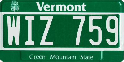 VT license plate WIZ759