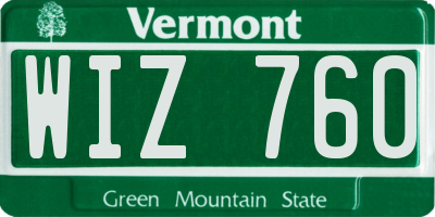 VT license plate WIZ760