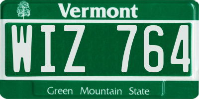 VT license plate WIZ764