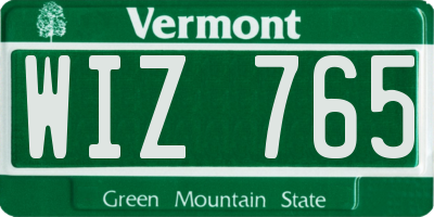 VT license plate WIZ765