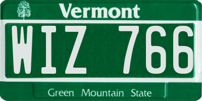 VT license plate WIZ766