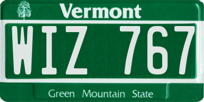 VT license plate WIZ767