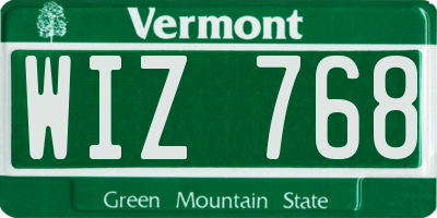 VT license plate WIZ768