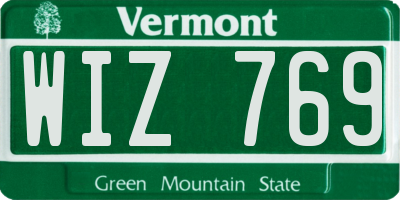 VT license plate WIZ769