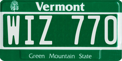 VT license plate WIZ770