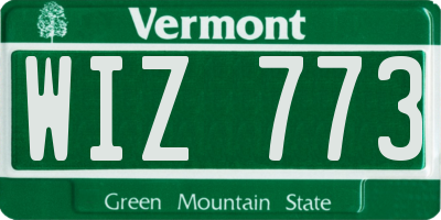 VT license plate WIZ773