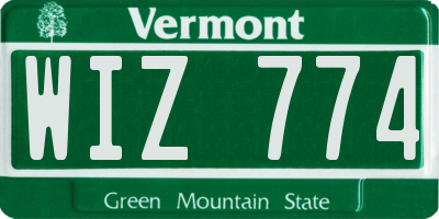 VT license plate WIZ774