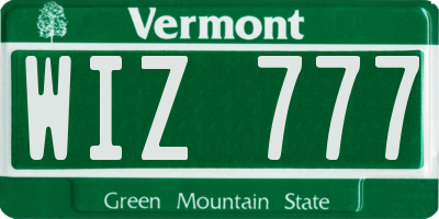 VT license plate WIZ777
