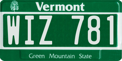 VT license plate WIZ781