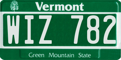 VT license plate WIZ782
