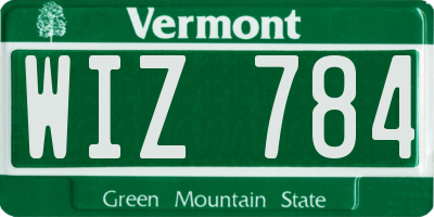 VT license plate WIZ784