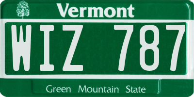 VT license plate WIZ787
