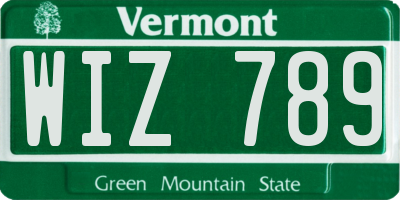VT license plate WIZ789