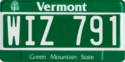 VT license plate WIZ791