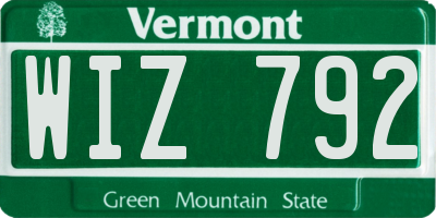 VT license plate WIZ792