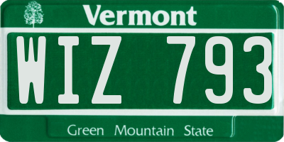VT license plate WIZ793