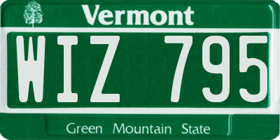 VT license plate WIZ795