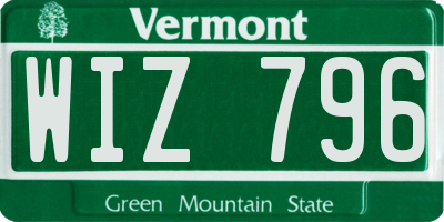 VT license plate WIZ796
