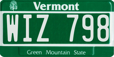 VT license plate WIZ798