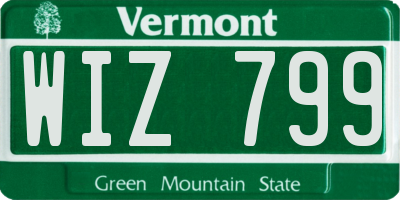 VT license plate WIZ799